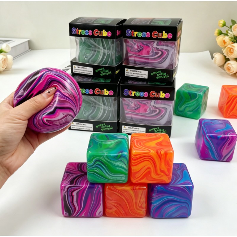 Fidget Cube Original - ของเล่นบรรเทาความเครียดรูปทรงลูกบาศก์ เนื้อนุ่มเหนียว บรรจุเจล บีบเล่นได้ ลูกบอลยืดหยุ่น กล่องสุ่ม