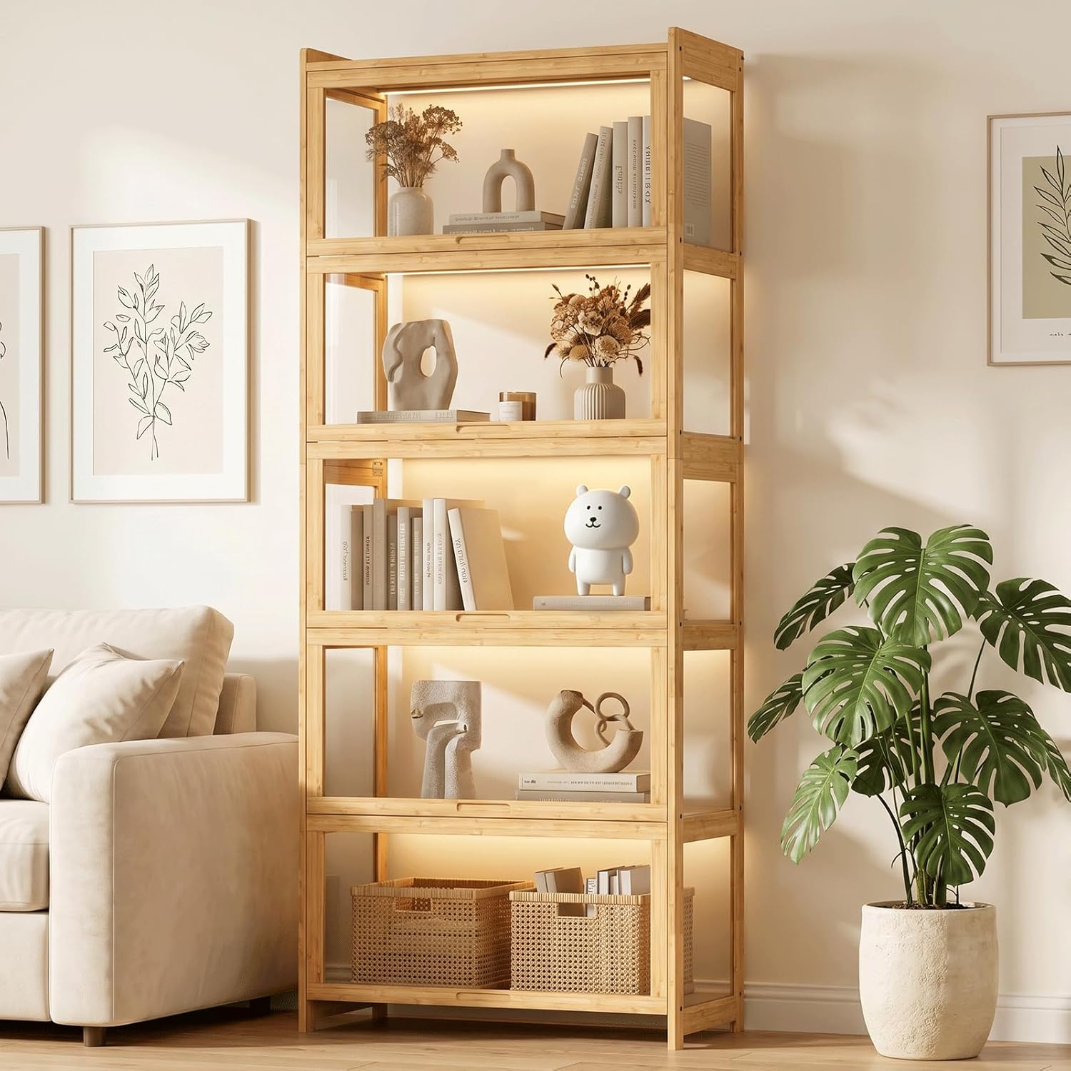 Display Case Acrylic - ตู้โชว์อะคริลิค 5 ชั้น สำหรับของสะสม ตู้โชว์สำหรับห้องนั่งเล่น แบบสั่งทำ