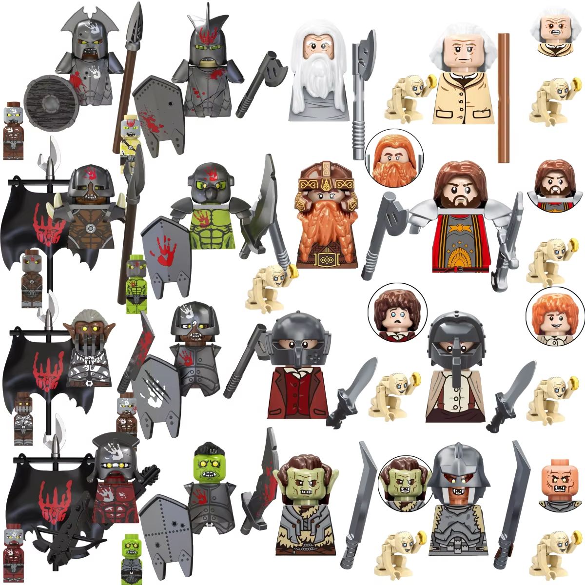 Building Block Mini - ของเล่นฟิกเกอร์ขนาดเล็กแบบกล่องสุ่ม TV6410 ออร์ค คนแคระ เอลฟ์ อัศวินโรฮัน