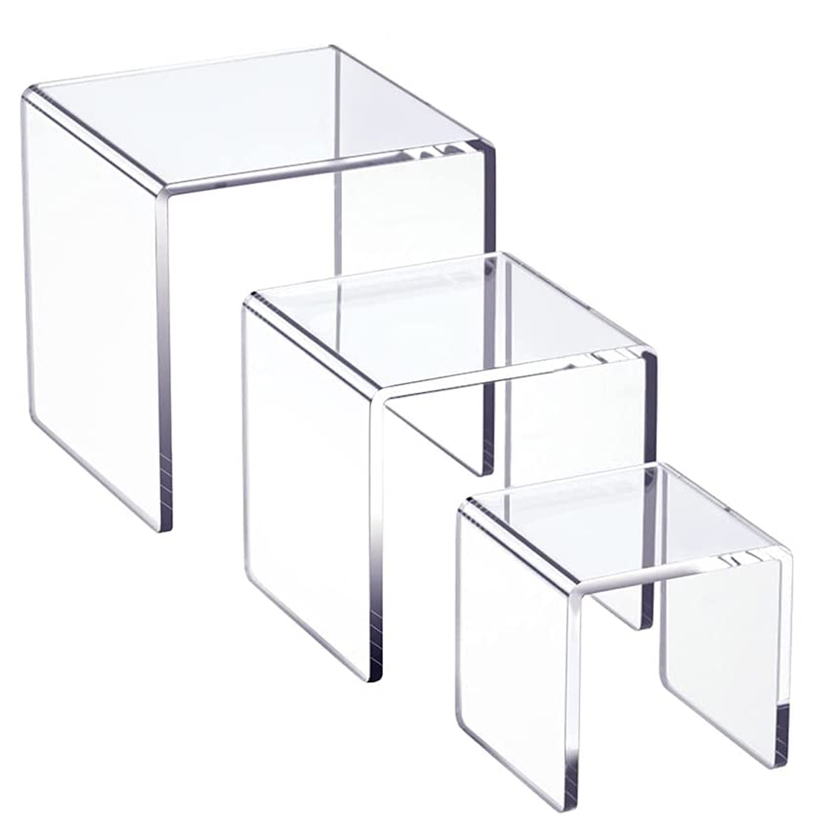 Pop Display Shelf - 5มม.U รูปร่างอะคริลิค Risers ชั้นวางของตู้โชว์ติดตั้งสำหรับเครื่องประดับ,ชั้นวางสำหรับตัวเลข Funko Cupcake