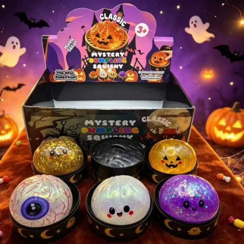 Mystery Box Blind Bag - ของเล่นบีบลดความเครียด ซีรีส์ฮาโลวีน รูปทรงเกี๊ยว กล่องสุ่ม ของเล่นสโลว์ไรส์ บรรเทาความวิตกกังวล