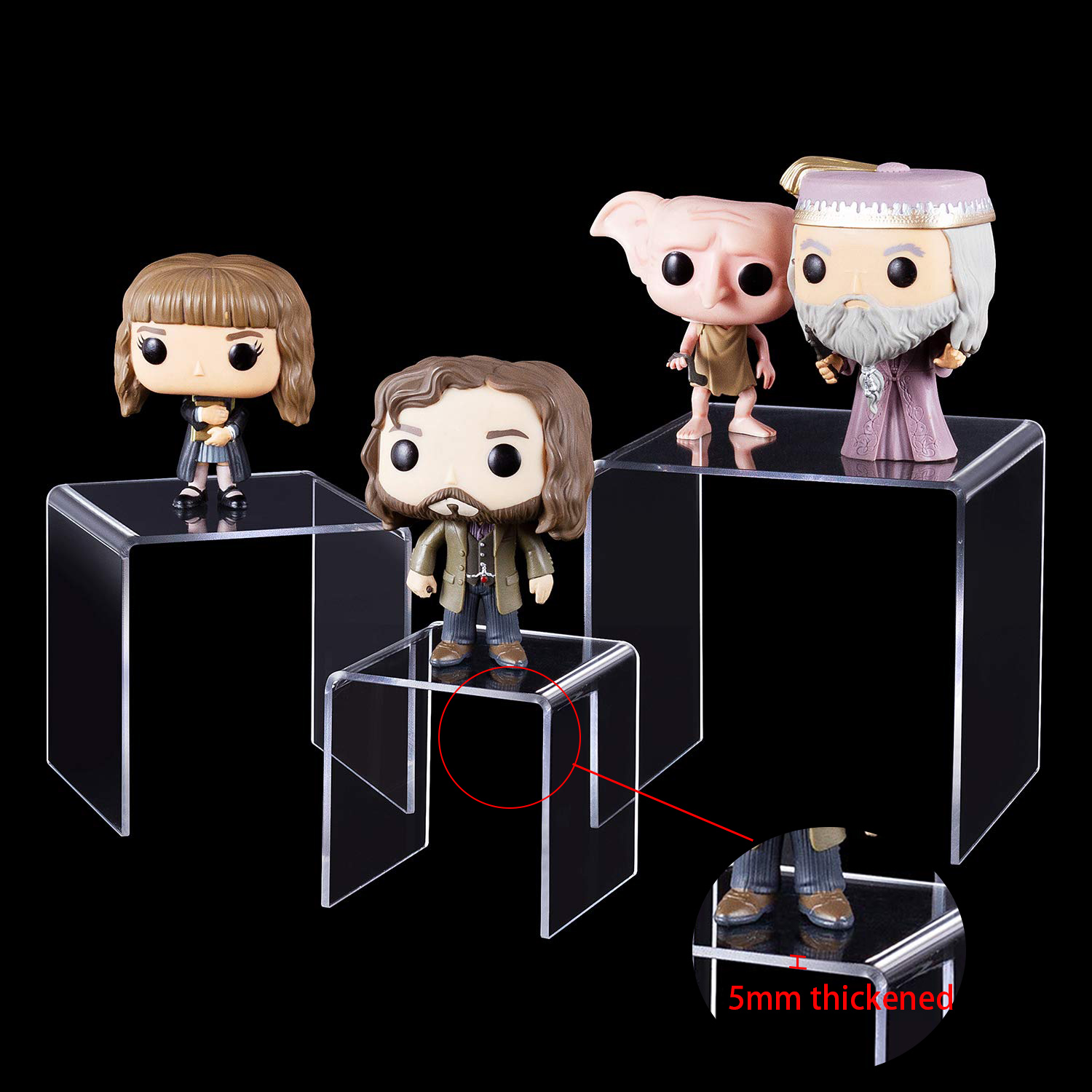 Pop Display Shelf - U รูปร่างอะคริลิค Risers ชั้นวาง 15 ขนาดตู้โชว์ติดตั้งสําหรับเครื่องประดับ,
